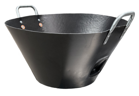 SMALL ERGENOMIC ROAD SWEEPING BASKET, 31 CM HEIGHT, GRAY COLOR WITH 2 METAL HANDLES
